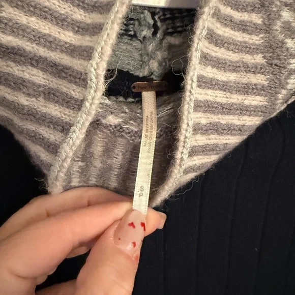 Free People Navy and Gray Cowl Neck Sweater - Picture 6 of 8